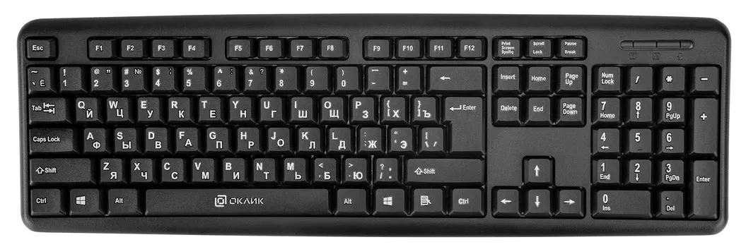 Клавиатура проводная Oklick 180M, мембранная, PS/2, черный (313180)