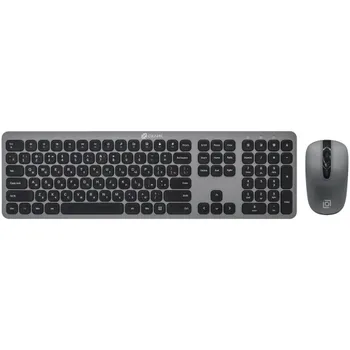 Клавиатура и мышь Oklick 300M клав:серая, мышь:серый/черный USB беспроводная slim