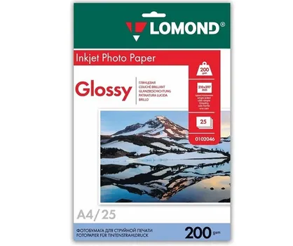 Бумага Lomond 0102046 A4 глянцевая, 200 г/м2, 25 листов