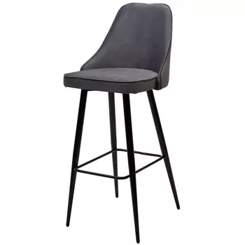 Барный стул NEPAL-BAR СЕРЫЙ #27, велюр/ черный каркас (H=78cm) M-City 461MC05091