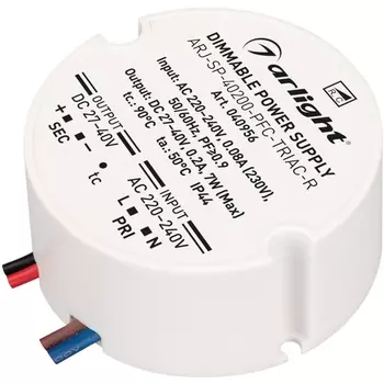 Блок питания ARJ-SP-40200-PFC-TRIAC-R (7W, 27-40V, 200mA) (Arlight, IP44 Пластик) 040956