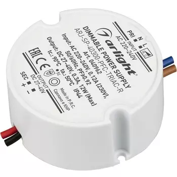 Блок питания ARJ-SP-40300-PFC-TRIAC-R (12W, 27-40V, 300mA) (Arlight, IP44 Пластик) 040962