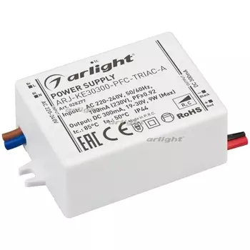 Блок питания ARJ-KE30300-PFC-TRIAC-A (9W, 300mA) (Arlight, IP44 Пластик) 028277