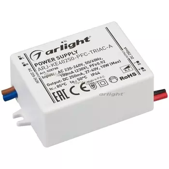 Блок питания ARJ-KE40250-PFC-TRIAC-A (10W, 250mA) (Arlight, IP44 Пластик) 028780