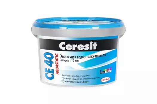 Затирка для швов Henkel Ceresit CE 40 эластичная, с антигрибковым эффектом, серый 2 кг