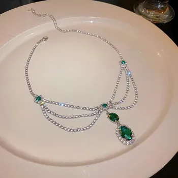 GemChic Женские новые изысканные овальные хрустальные стразы кисточка ожерелье серьги комплект из двух частей серьги-гвоздики иглы на день рождения Рождество ювелирные изделия подарок