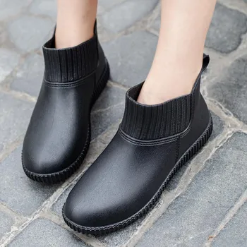 Short-cylinder Women s Waterproof Rain Shoes, Kitchen Water Shoes, Low-top Wear-resistant Rubber Shoes 35