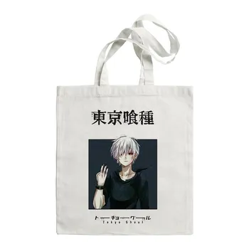 Японское аниме Kaneki Ken Tokyo Ghoul Canva сумка Harajuku в готическом стиле покупательница большая вместительная женская сумка на плечо винтажная сумка 24*26cm