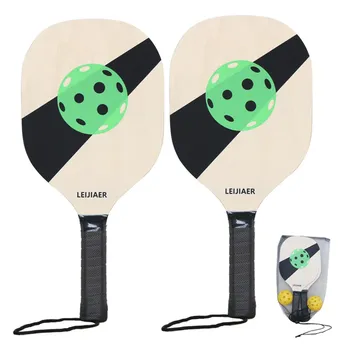 Набор Pickleball Paddles из 2 деревянных ракеток с мячами и сетчатой сумкой для хранения для начинающих синий