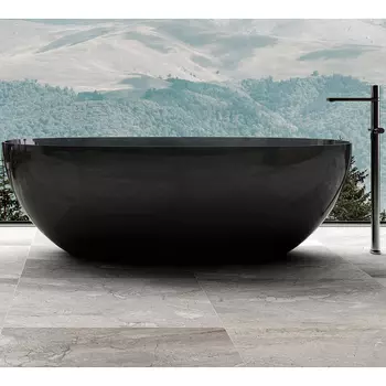 Акриловая ванна Abber Kristall AT9701 Onyx 165x80 см, отдельностоящая, черная, овальная, с донным клапаном