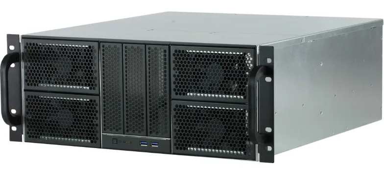 Корпус серверный 4U Procase RE411-D3H12-E-55 черный, 3x5.25+12HDD, без БП,глубина 550мм,MB EATX 12"x13"