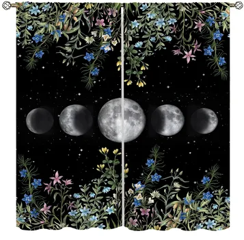 Шторы Moon для спальни, гостиной, затемняющие шторы, теплоизоляционные окна, шторы для детской комнаты, 2 панели W55 X H120cm X 2&HOOK