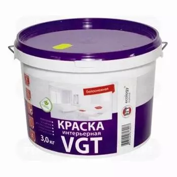 VGT ВД-АК-2180 3 кг, Краска интерьерная акриловая для стен (белоснежная)