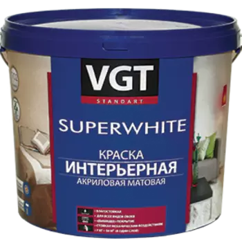 VGT ВД-АК-2180 Superwhite 1.5 кг, Краска интерьерная акриловая для стен (супербелая)