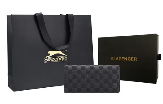 Slazenger Мужской кошелек для карт из искусственной кожи, черный/авокадово-зеленый/коричневый
