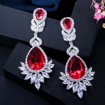 WWJ Beautiful Queen Необычные длинные серьги с цирконием королевского синего цвета для свадьбы королевский синий