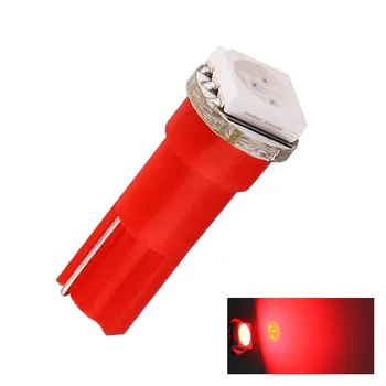 10 шт.T5 1 SMD красная приборная панель, клин, светодиодная лампа для автомобиля, лампа 74, светодиодные автомобильные лампы, внутренние огни, автомобильный источник света, парковка 12 В белый