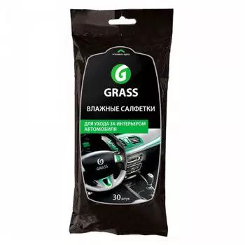Салфетки влажные grass 30 шт для ухода за интерьером а/м