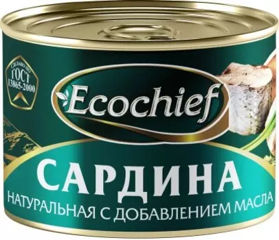 Сардина экошеф 240 г ндм ж/б ключ