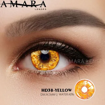 AMARA 2 шт., красочные контактные линзы для Хэллоуина, аниме, линзы для косплея, разноцветные линзы, желтые линзы, линзы для косплея