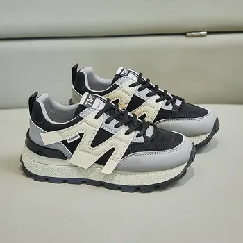 Ins New Pops Shoes Женская обувь 2024 Осень Студенческая спортивная обувь для бега Tide Повседневная обувь Толстая подошва Увеличивающая обувь 35 синий