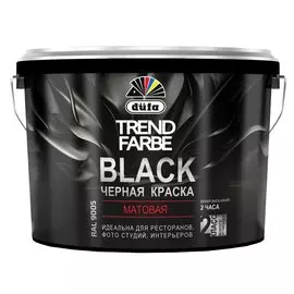 Краска воднодисперсионная, Dufa, Trend Farbe Black, черная, 5 л