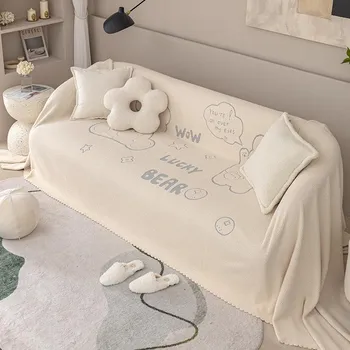 Ins Style плюшевый чехол для дивана, полотенце, одеяло, милый кожаный чехол для дивана, устойчивый к царапинам от кошек, универсальный чехол для дивана, зимний 180*130cm