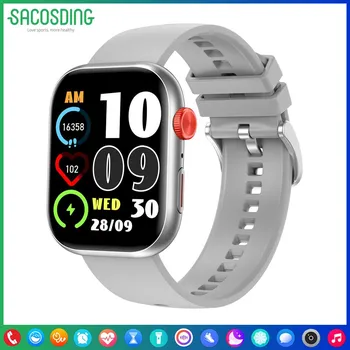 SACOSDING Новый голосовой помощник Bluetooth 2,01-дюймовый HD Amoled экран артериальное давление кислород в крови мониторинг здоровья мужчины женщины умные часы чёрный