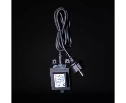 Трансформатор 20W для Силиконовых Нитей 24В, до 400 LED, Провод Черный Каучук, IP65