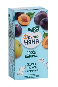 Нектар Фрутоняня яблоко/слива с мяк (с 5 мес), 0,2 л