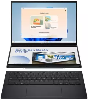 Ноутбук ASUS UX8406CA-QL211X Duo Touch 90NB14X1-M00BD0 Ultra 9 285H/32GB/1TB SSD/Arc graphics/14"х2 FHD OLED/WiFi/BT/cam/Win11Pro/grey