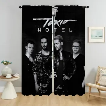 Шторы для окон в комнату 2 панели Tokio Hotel Shades Шторы от комаров 2 шт Тюль для спальни Шторы для домашнего интерьера W50xH70cmx2pcs-CL