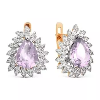 Серьги с аметистами и фианитами Premiums Линии Любви