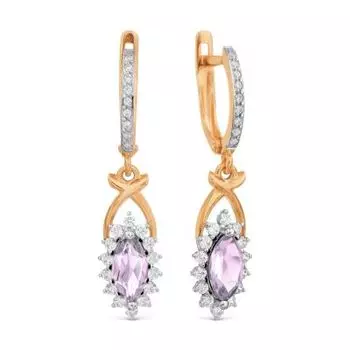Серьги с аметистами и фианитами Premiums Линии Любви