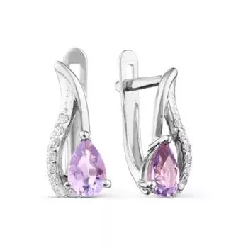 Серьги с аметистами и фианитами Premiums Линии Любви