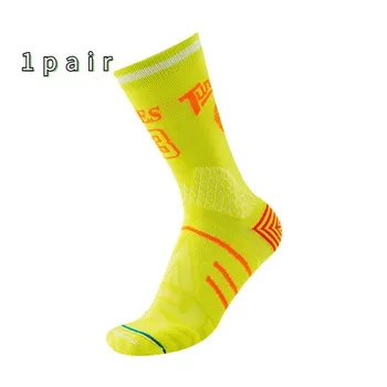Мужские нескользящие дышащие утолщенные элитные баскетбольные носки средней длины, размеры 39–44, профессиональные спортивные носки One-size чёрный