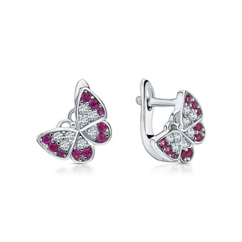 Серебряные серьги с фианитами и корундом