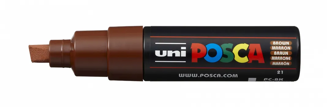 Маркер UNI "POSCA" PC-8K, до 8,0 мм, наконечник скошенный, цвет коричневый