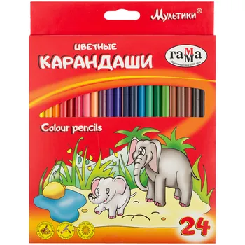 Набор карандашей цветных Гамма "Мультики" 24 цв., трехгранные, заточен., картон. уп.