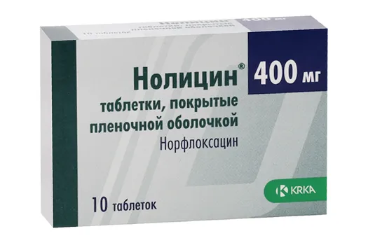 Нолицин 400 мг, 10 шт, таблетки покрытые пленочной оболочкой