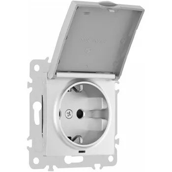 Розетка с заземлением и крышкой Arte Milano am-206 206.41-1.silver