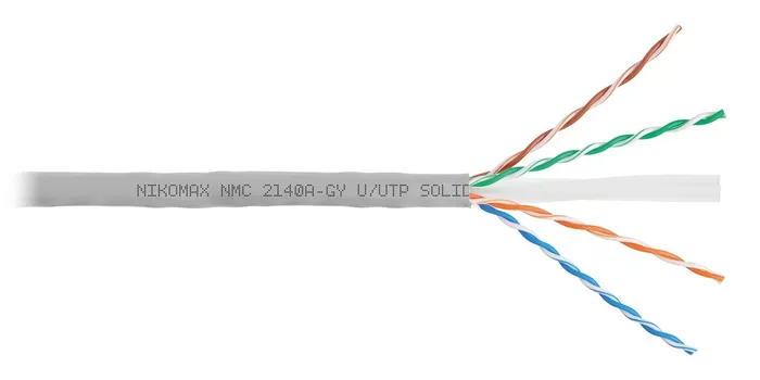 Витая пара UTP кат.6, 4 пары, CU, 0.53 мм, 305м., внутренний, одножильный, PVC, серый, NIKOMAX (NMC 2140A-GY)