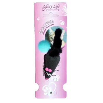 Glory Life игрушка для кошек мышь М с норковым хвостом на картоне с еврослотом мягкая - 6 см для всех возрастов Россия 1 уп. х 1 шт. х 0.019 кг