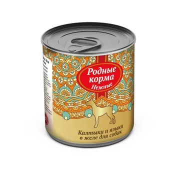 Родные корма Нежные влажный корм для собак, калтыки и языки, кусочки в желе, в консервах - 240 г повседневный супер премиум беззерновые для взрослых с калтыком для всех пород консервы (в железной банке) Российский корм 1 уп. х 12 шт. х 2.88 кг