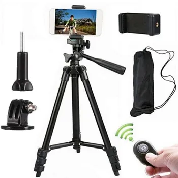 Штатив для камеры, алюминиевый дорожный штатив для GoPro и других камер, телефонов, пульт ДУ BT в комплекте, 360 градусов чёрный