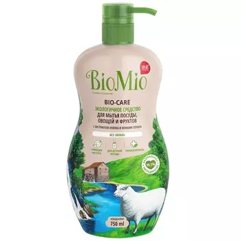 Экологическое средство BIOMIO для мытья посуды, овощей и фруктов с экстрактом хлопка и ионами серебра без запаха 750 мл