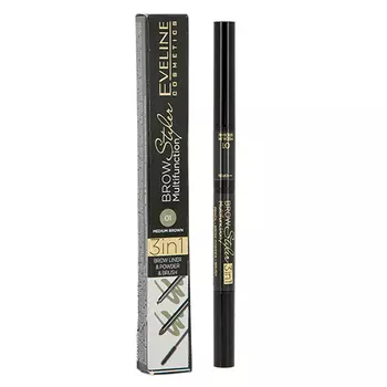 Карандаш для бровей EVELINE BROW MULTIFUNCTION STYLER 3 IN 1 тон 01 коричневый