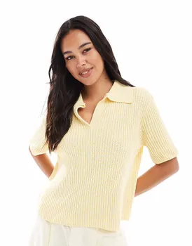 Трикотажный топ-поло ASOS DESIGN цвета пахты