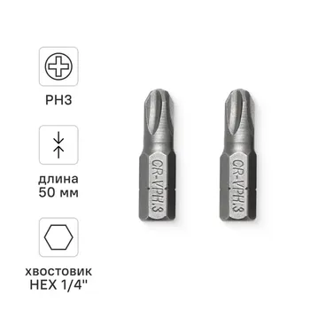 Бита магнитная Vira 554121 PH3x25 мм, 2 шт.