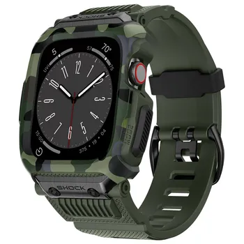 Камуфляжный спортивный чехол + ремешок для Apple Watch 9, 8, 7 SE, 6 ремешков, водонепроницаемый, устойчивый к падениям, серия iwatch 45 мм, 44 мм, 42 мм, комплект модов 45mm
